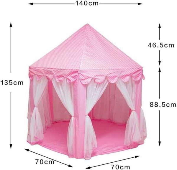 ⁦خيمة الاميرة بتصميم قلعة كبيرة للبنات والاطفال، مثالية للعب والاستخدام في الاماكن الخارجية والداخلية، حجم 55 × 53 انش (عمق × ارتفاع)، لون بينك⁩ - الصورة ⁦5⁩