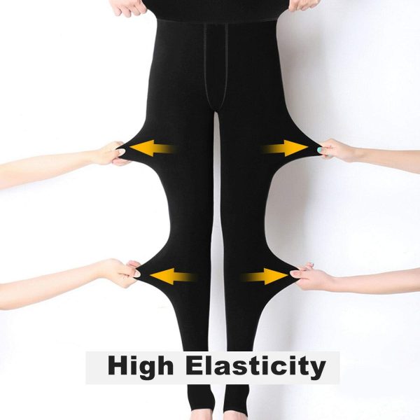 ⁦Womens Fleece Lined Leggings Thick Winter Warm Solid Brushed Thermal Stretchy⁩ - الصورة ⁦5⁩