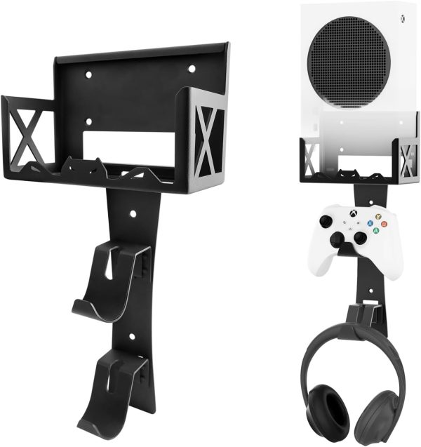 BracNova Wall Mount Kit for Xbox Series S Accessories with Detachable Controller Stand