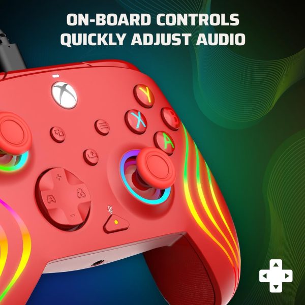 ⁦PDP Afterglow™ Wave Wired Controller: Red For Xbox Series X|S, Xbox One & Windows 10/11⁩ - الصورة ⁦6⁩