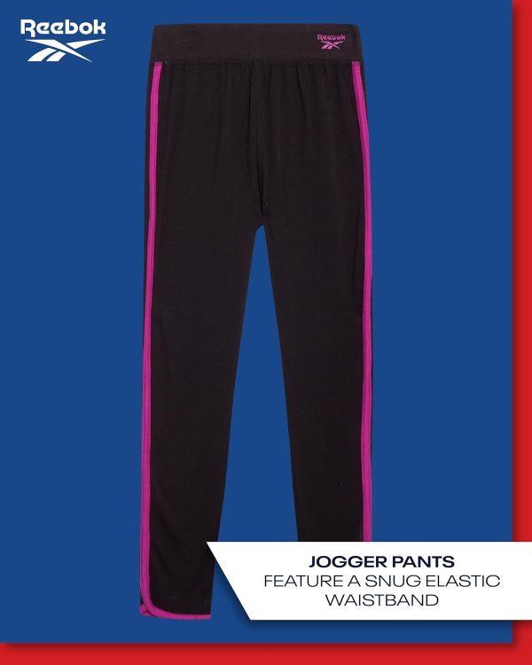 ⁦Reebok Girls' Jogger Set - 3 Piece T-Shirt, Fleece Hoodie, and Sweatpants (Size: 7-12)⁩ - الصورة ⁦6⁩