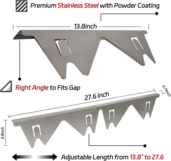⁦غطاء فجوة موقد من الستانلس ستيل عبوة قطعتين واقي الموقد حشو فجوات للمطبخ مجموعة تزيين المدى سهلة التنظيف ومقاومة للحرارة طول قابل للتعديل 13.8 انش الى 27.6⁩ - الصورة ⁦3⁩