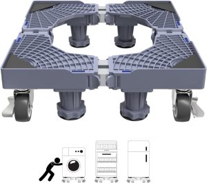 حامل قاعدة غسالة من فيكبو مع 4 عجلات قفل، حامل ثلاجة مسطح قابل للتعديل بقاعدة متحركة للغسالة والمجفف والثلاجة والاثاث والاجهزة