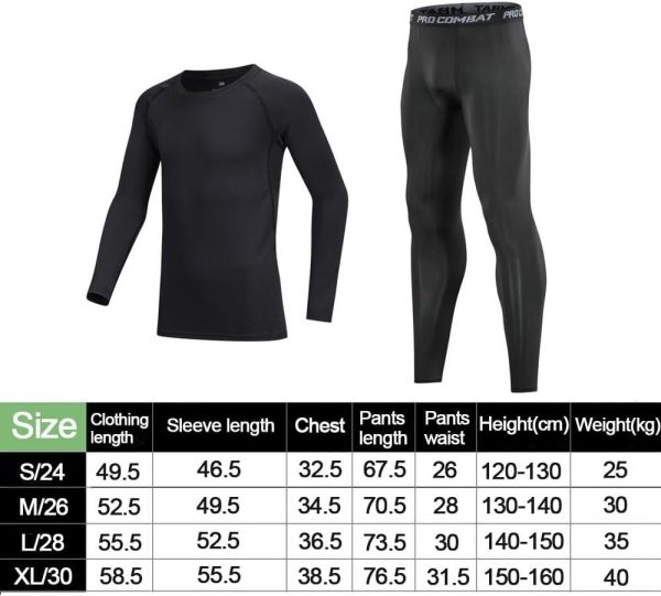⁦غوودرن مجموعات ضغط للاطفال، بدلة رياضية للاولاد الصغار سريعة الجفاف، طقم قمصان ضغط وسروال ضيق لكرة القدم، قميص داخلي حراري للاولاد والبنات، بدلات لياقة بدلات لياقة بدلات رياضية للاطفال⁩ - الصورة ⁦2⁩