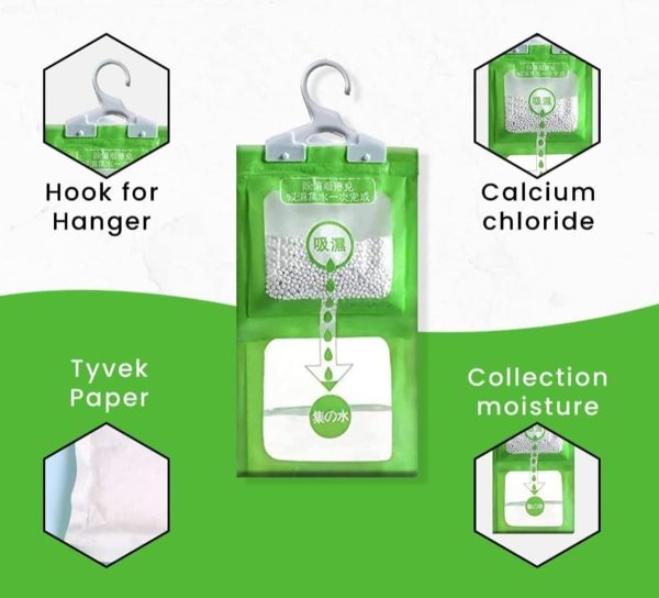 ⁦اكياس معلقة ماصة للرطوبة ومزيل للروائح الكريهة من الميكاكوز، اكياس معلقة لازالة الروائح الكريهة، اكياس مزيل الرطوبة للخزانة والخزانة والسيارات وخزائن الملابس والقبو وصالة الالعاب الرياضية، 10 قطع⁩ - الصورة ⁦3⁩