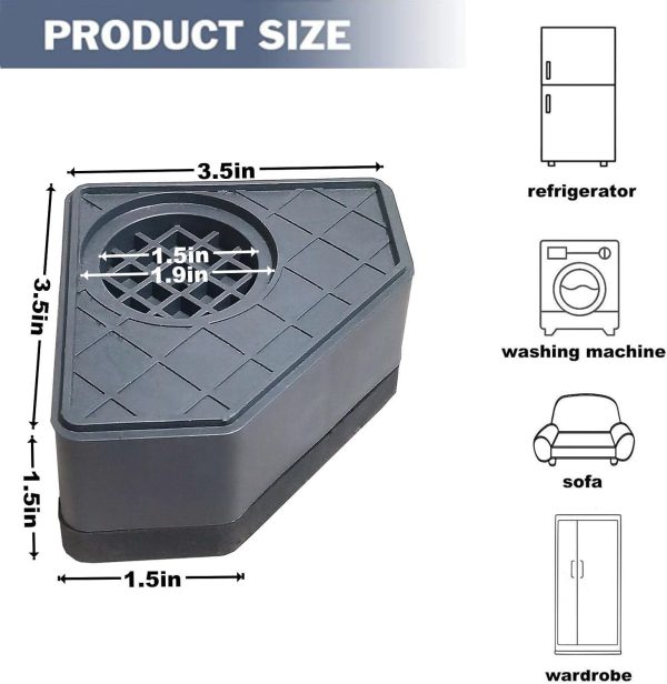 ⁦قواعد مضادة للاهتزاز للغسالة، قواعد الغسالة والمجفف، تمنع الضوضاء والانزلاق والاهتزاز والمشي والانزلاق، قواعد مطاطية، مجموعة من 4 قطع⁩ - الصورة ⁦2⁩