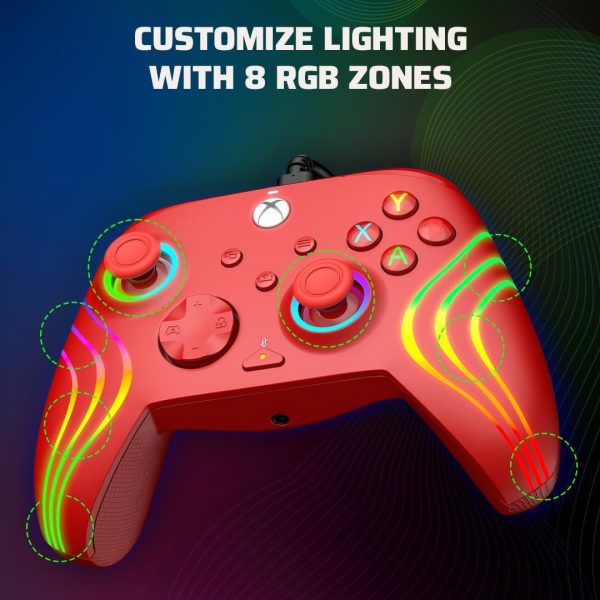 ⁦PDP Afterglow™ Wave Wired Controller: Red For Xbox Series X|S, Xbox One & Windows 10/11⁩ - الصورة ⁦4⁩