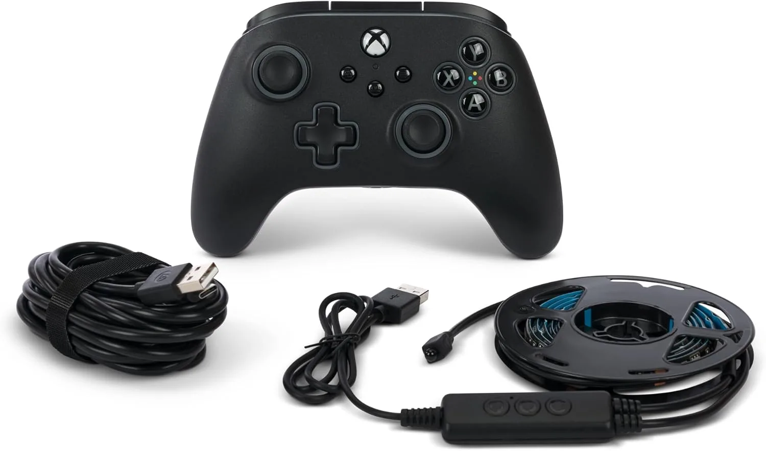 PowerA Advantage Wired Controller for Xbox Series X|S with Lumectra + RGB LED Strip - Black, RGB Xbox Controller with Detachable 10ft USB-C Cable, Customizable RGB Lighting, Mappable Buttons, Trigger