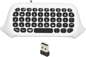 Mini Game Keyboard for Xbox Series X/Series S/One/One S Controller, Wireless Chatpad Keypad with 2.4G Receiver and 3.5mm Audio Jack, QWERTY Layout (White)