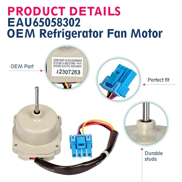 ⁦محرك مروحة ايفابورتور للثلاجة EAU65058302 (قطع او اي ام) ODM-056F-02 مناسب لفريزر ال جي⁩ - الصورة ⁦5⁩