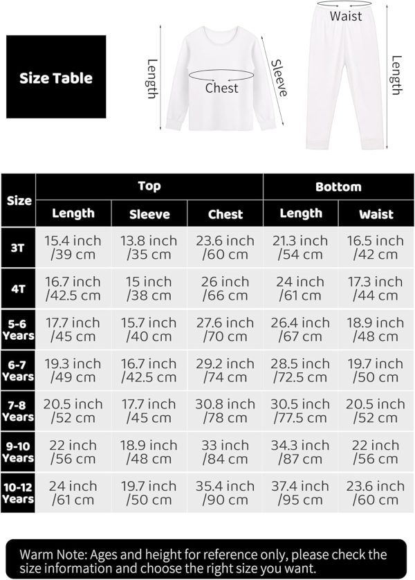⁦ريسينتا طقم ملابس داخلية حرارية من القطن للبنات مكون من طبقة اساسية ناعمة من لونغ جون للاطفال والبنات مكون من بلوزة وسفلية دافئة للشتاء البارد⁩ - الصورة ⁦2⁩