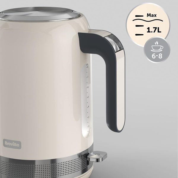 ⁦Breville High Gloss Electric Kettle | 1.7 Litre | 3kW Fast Boil | Cream, Plastic [VKT153], 70 g (Pack of 8)⁩ - الصورة ⁦4⁩