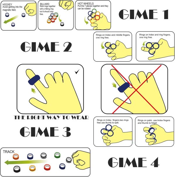 ⁦مجموعة العاب فيدجيت على شكل حلقات مغناطيسية، العاب فيدجيت لفرط النشاط (ADHD)، حلقات فيدجيت دوارة مغناطيسية للبالغين لعلاج نوبات القلق، حزمة فيدجيت رائعة للبالغين والأطفال والمراهقين (3 قطع)⁩ - الصورة ⁦3⁩