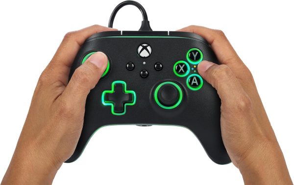 ⁦PowerA Advantage Wired Controller for Xbox Series X|S with Lumectra + RGB LED Strip - Black, RGB Xbox Controller with Detachable 10ft USB-C Cable, Customizable RGB Lighting, Mappable Buttons, Trigger⁩ - الصورة ⁦2⁩