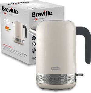 Breville High Gloss Electric Kettle | 1.7 Litre | 3kW Fast Boil | Cream, Plastic [VKT153], 70 g (Pack of 8)