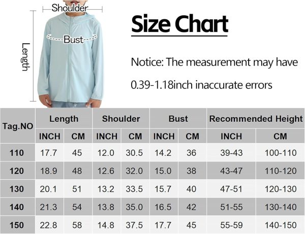 ⁦سيور ملابس واقية من الشمس للاولاد والبنات، معطف حماية من الشمس باكمام طويلة للاطفال بعامل حماية من الاشعة فوق البنفسجية 50+ بسحاب⁩ - الصورة ⁦4⁩