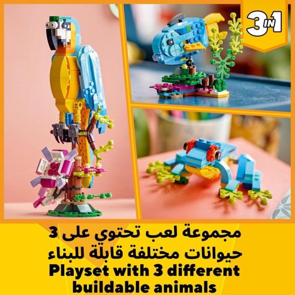 ⁦مجموعة الببغاء الغريب 31136 من LEGO Creator، التي تتميز بألعاب ببغاء وسمكة وضفدع؛ هدية لمحبي الحيوانات؛ نماذج ملونة ومدهشة للأطفال الذين تبلغ أعمارهم 7 سنوات أو أكثر (253 قطعة)⁩ - الصورة ⁦3⁩