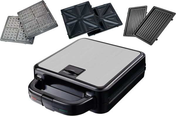 Techno Best Sandwich Maker 4 Slot Non-Stick 1400W 3 in 1 Detachable Sandwich, Grill And Waffle Maker, With Indicator And Ready Light/BSM-04S