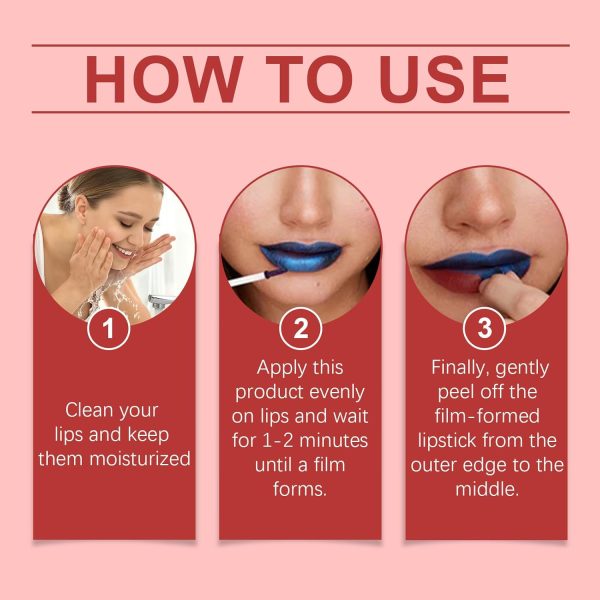 ⁦Smudge-Proof Peel-Off Lip Stain lipstick, Tear Off Lip Gloss, Long Lasting, Waterproof And Transfer Proof, Moisturizing And Nourishing Peel-Off Lip Stain Lip, And Non Stick Cup Portable Lip Care⁩ - الصورة ⁦6⁩