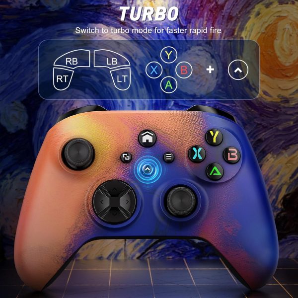 ⁦Dinosoo [Need to Upgrade] Wireless Controller for Xbox Series X/S/Xbox One/Xbox One S/One X Android/PC Steam Games, 4 Rumble Motors TURBO Function Headphone Jack Macro Function Oil Painting 010 RJ⁩ - الصورة ⁦7⁩