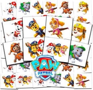 Paw Patrol Tattoos Party Favors Bundle ~ 70+ Perforated Individual 2inch x 2inch Paw Patrol Temporary Tattoos for Kids Boys Girls (Paw Patrol Party Supplies MADE IN USA) (Paw Patrol Tattoos)