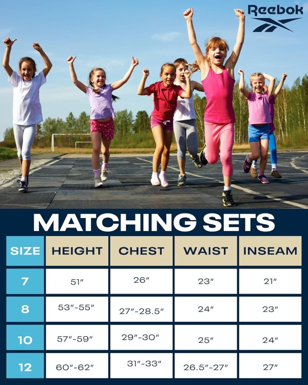 ⁦Reebok Girls' Jogger Set - 3 Piece T-Shirt, Fleece Hoodie, and Sweatpants (Size: 7-12)⁩ - الصورة ⁦7⁩