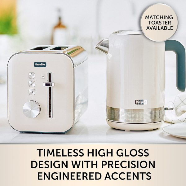 ⁦Breville High Gloss Electric Kettle | 1.7 Litre | 3kW Fast Boil | Cream, Plastic [VKT153], 70 g (Pack of 8)⁩ - الصورة ⁦6⁩