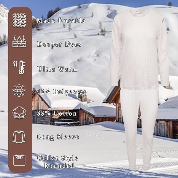 ⁦Daisy Dreamer Girls Thermal Set Long Sleeve Top & Pants Sets Warm Winter Tops Pant Bottoms for Children⁩ - الصورة ⁦2⁩