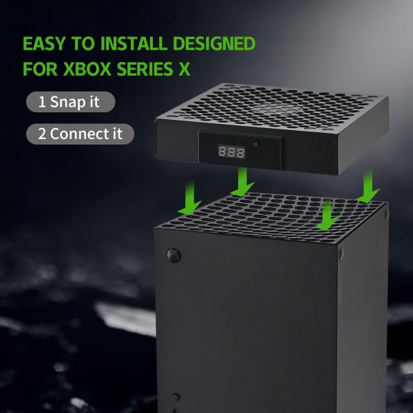 ⁦AUMETE Cooling Fan for Xbox Series X with LED Display, Automatic Fan Speed Adjustable by Temperature, High Performance Cooling, Low Noise Top Fan with 3 Gears 1500/1750/2000RPM (140MM)⁩ - الصورة ⁦2⁩