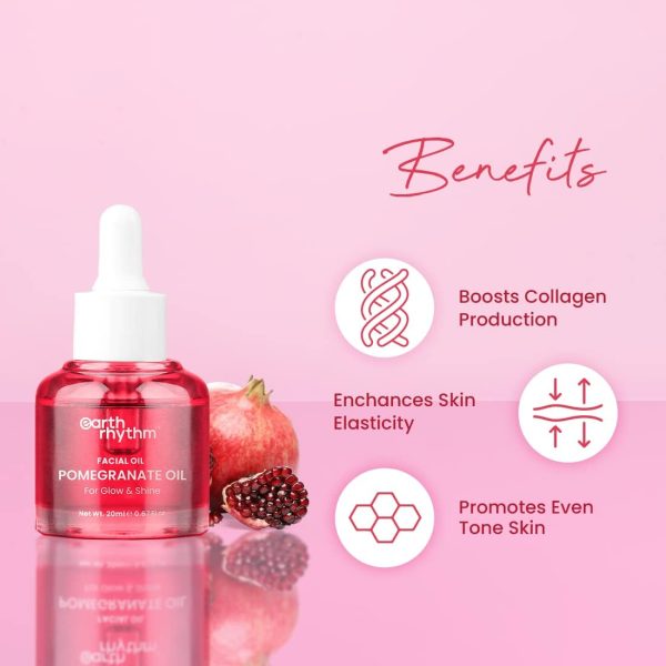 Earth Rhythm Cold Pressed Organic Pomegranate Oil 30 GM Protects from UV Damage Reduces Appearance of Pigmentation Blemishes and Dark Spots