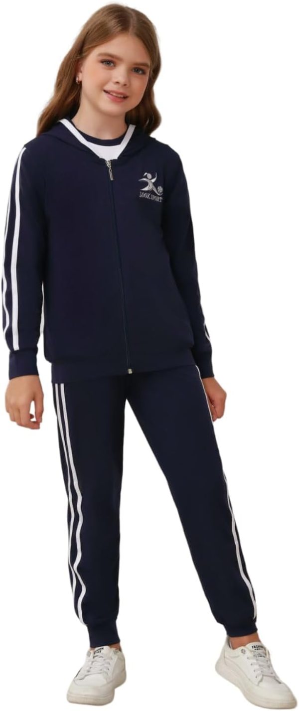 Girls 3 Piece Outfits Sweatsuit Zip Up Sweatshirt, T-shirt and Sweatpant,Tracksuit Athletic Jogger Sets, material of high quality