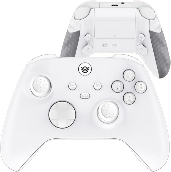 HEXGAMING ADVANCE Wireless Pro Controller for Xbox Series X & S, for Xbox One, and for Windows 7/8/10-4 Remappable Back Paddles - Triggers Stop - Interchangeable Thumbsticks - White