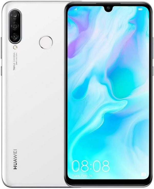 HUAWEI P30 Lite 128GB 4GB RAM 6.15 Display AI Triple Camera 32MP Selfie Dual SIM GSM MAR LX3A Global 4G LTE International Version White Wi Fi