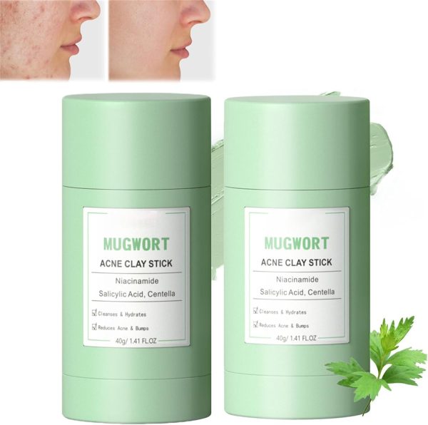 Mugwort Mask Korean, Mugwort Clay Mask Stick, Mugwort Mud Mask for Face Blackhead Remover, Mugwort Anti Pores & Acne Clay Mask, Mugwort Purifying Clay Face Mask, Deep Pore Cleansing, Moisturizing (2)