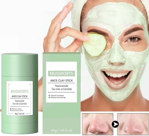 ⁦Mugwort Mask Korean, Mugwort Clay Mask Stick, Mugwort Mud Mask for Face Blackhead Remover, Mugwort Anti Pores & Acne Clay Mask, Mugwort Purifying Clay Face Mask, Deep Pore Cleansing, Moisturizing (2)⁩ - الصورة ⁦2⁩