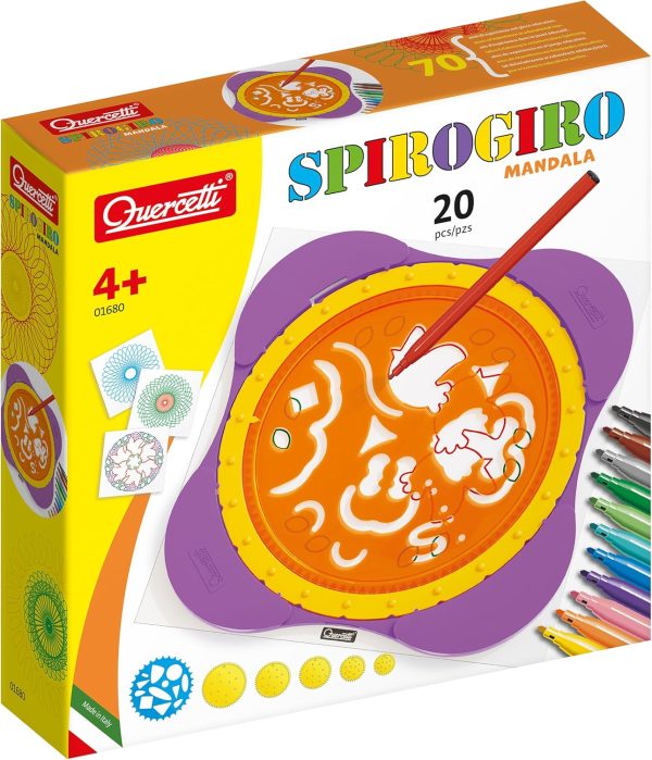 Quercetti Spirogiro Mandala Drawing Tools for Kids 20-Pieces Set, Multicolor