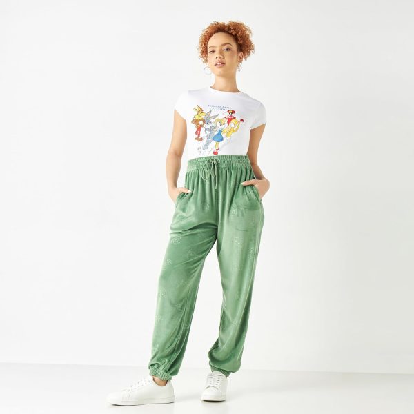 ⁦SP Characters Women Looney Tunes Print T-Shirt With Crew Neck And Cap Sleeves XL White⁩ - الصورة ⁦2⁩