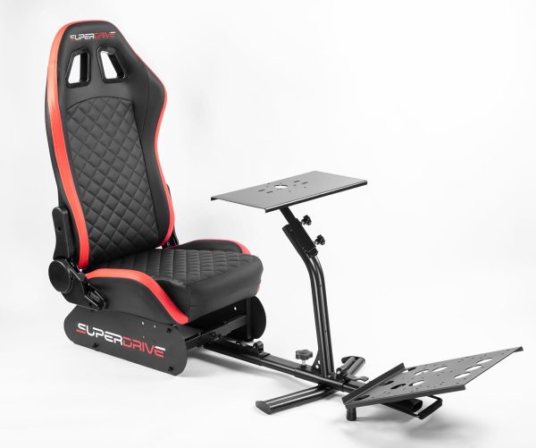 ⁦Superdrive simulation bucket seat with support for steering wheel and pedal - Simulation driving cockpit for PS5, Xbox Serie X/S, PS4, Xbox One and PC، من سابسونيك، USB، أسود وأحمر⁩ - الصورة ⁦2⁩