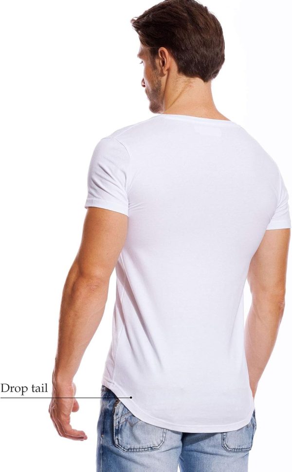 ⁦V Neck T Shirts Men Deep V Neck Tee Muscle Slim Fit Low Cut Stretch Tshirt⁩ - الصورة ⁦2⁩