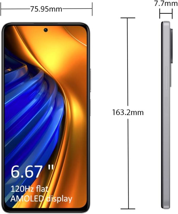 ⁦Xiaomi POCO F4 5G Moonlight Sliver 8GB RAM, 256 Storage 120 Hz 6.67” AMOLED DotDisplay Snapdragon 8 with 5G 64MP main camera with OIS 67W turbo charging⁩ - الصورة ⁦2⁩