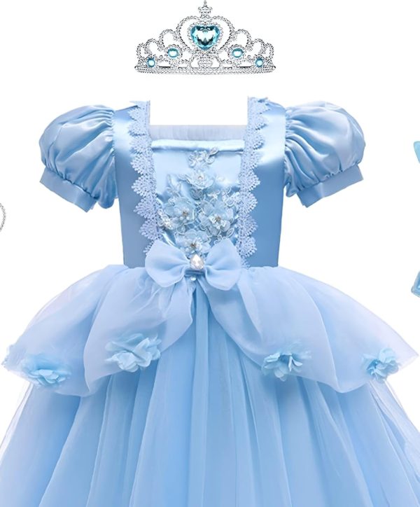 ⁦Yalla Baby Yellow Princess Dress Costume for Girls Kids Dress Up with Free Accessories - 90-140 cm 3-12 Years Birthday Party Cosplay Outfits⁩ - الصورة ⁦2⁩