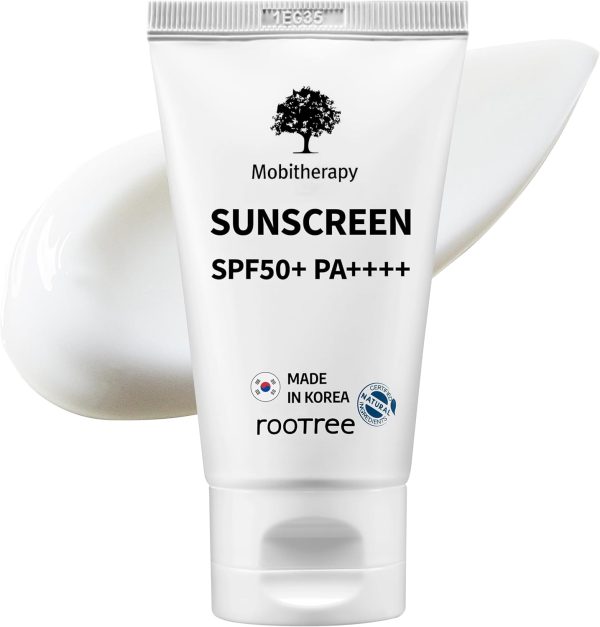 rootree Mobitherapy UV Sun Shield 60g - Korean Skincare, Moistruising Sunscreen SPF 50, Intense Hydration, UV Protection, Anti Aging and Anti Wrinkle, Skin Brightening, Vegan & Cruelty Free