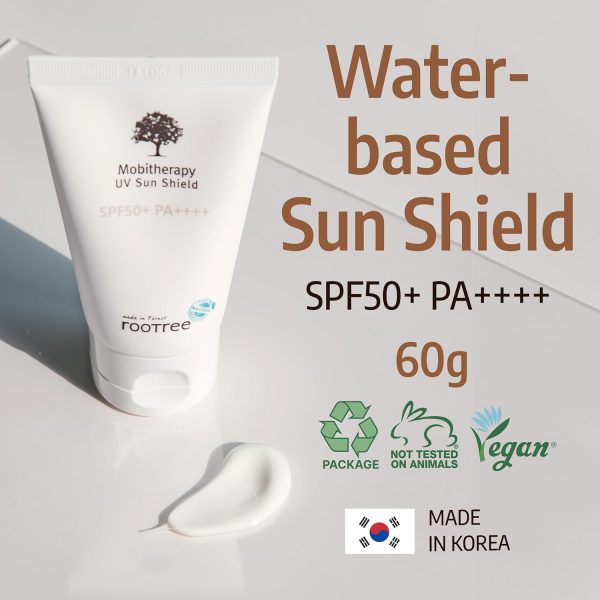 ⁦rootree Mobitherapy UV Sun Shield 60g - Korean Skincare, Moistruising Sunscreen SPF 50, Intense Hydration, UV Protection, Anti Aging and Anti Wrinkle, Skin Brightening, Vegan & Cruelty Free⁩ - الصورة ⁦2⁩