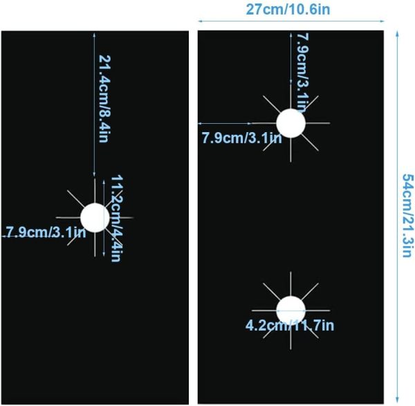 ⁦غطاء موقد من كرانفيتش واقي لنطاق الغاز سمك 0.2 ملم اغطية لسطح سميك غير لاصق قابل لاعادة الاستخدام حماية مقاومة للحرارة 3 قطع أسود⁩ - الصورة ⁦2⁩