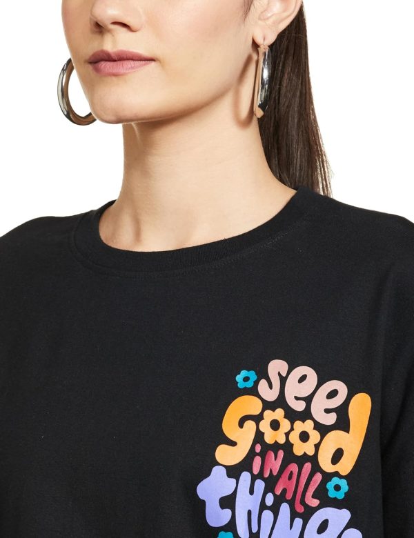 ⁦T2F Womens Womens Drop Shoulder T-Shirt -01 Western⁩ - الصورة ⁦3⁩