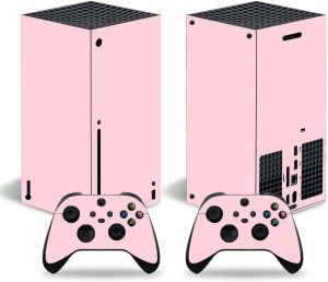 سي اكس ويذي ستيكر لاصق لجهاز تشغيل العاب الفيديو الرقمية Xbox Series X واذرع التحكم، غطاء واقي من الفينيل متوافق مع مجموعة Xbox Series X (بينك)