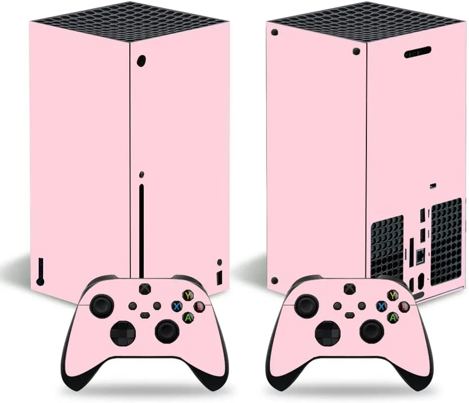 سي اكس ويذي ستيكر لاصق لجهاز تشغيل العاب الفيديو الرقمية Xbox Series X واذرع التحكم، غطاء واقي من الفينيل متوافق مع مجموعة Xbox Series X (بينك)