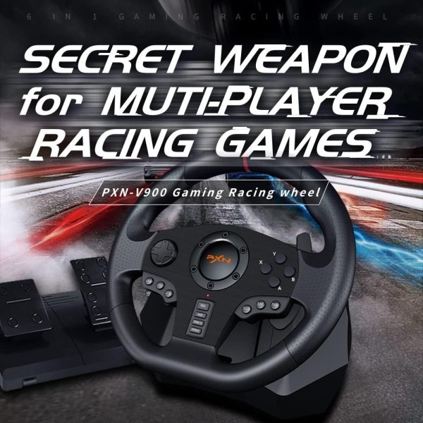 ⁦PXN PC Racing Wheel, V900 Universal Usb Car Sim 270/900 degree Race Steering Wheel with Pedals for Xbox, One,Xbox Series X/S, PS3, PS4, Switch,Android TV، من بي اكس ان، رمادي⁩ - الصورة ⁦2⁩