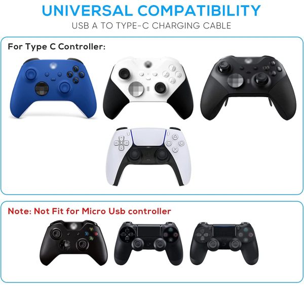 ⁦كيبل شحن USB نوع C بديل من بودا لجهاز Xbox Series S/X وXbox Elite 2 Core وElite Series 2، كيبل شحن وحدة التحكم اللاسلكية Xbox Core⁩ - الصورة ⁦3⁩