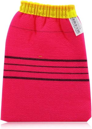 الليفة الكورية الاصلية قفاز تقشير الجسم لون وردي ( صنع في كوريا )